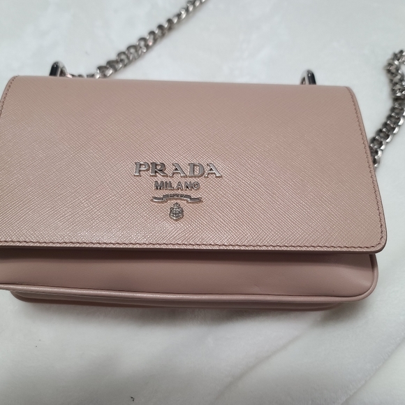 Prada Blush Mixed Saffiano and Lamb Leather Crossb - Picture 7 of 10